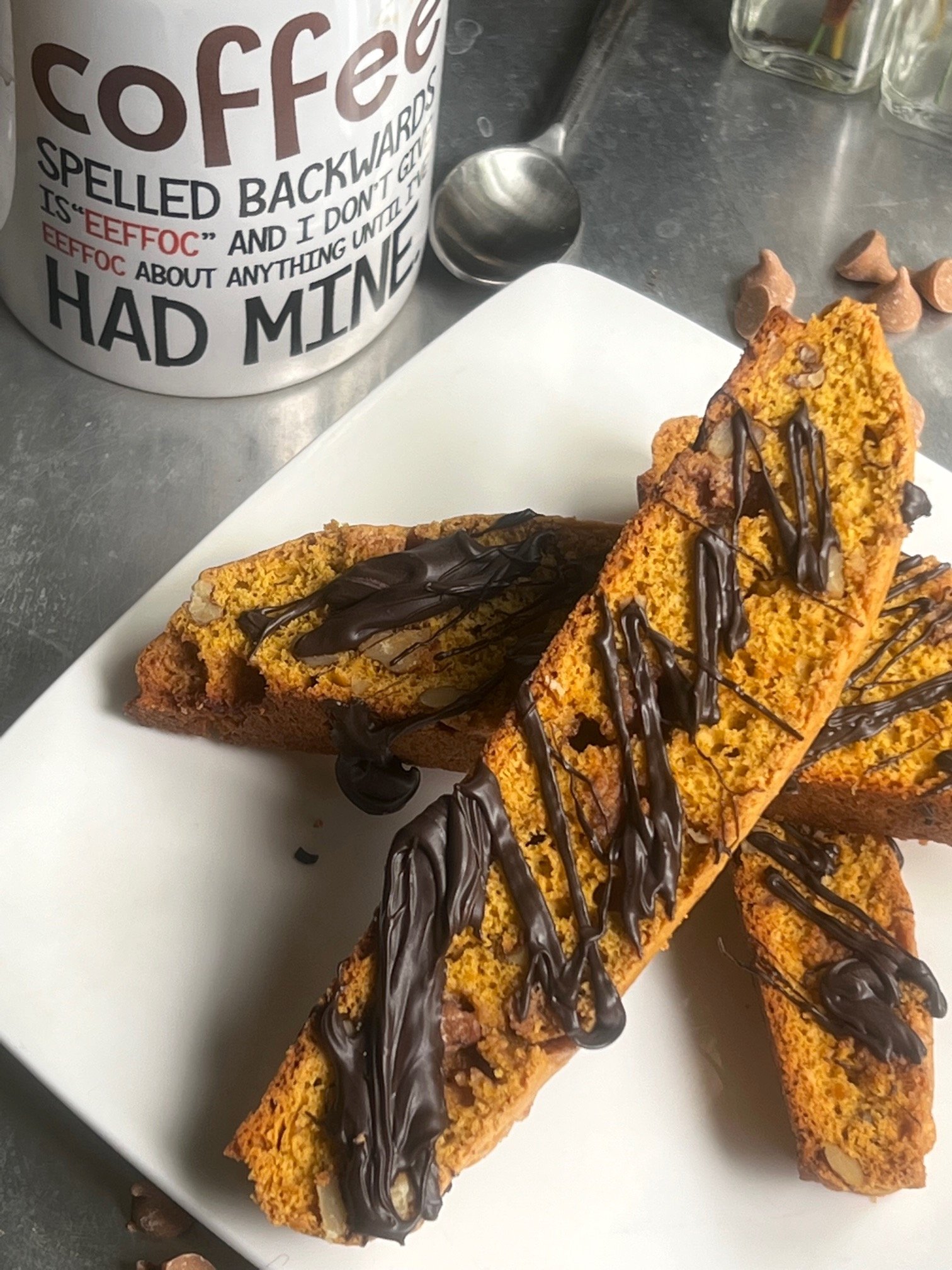 this is a plate of pumpkin biscotti
