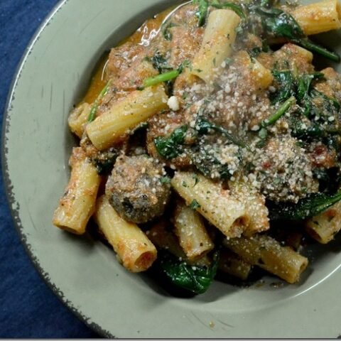 this is a bowl of pasta with ricotta cheese