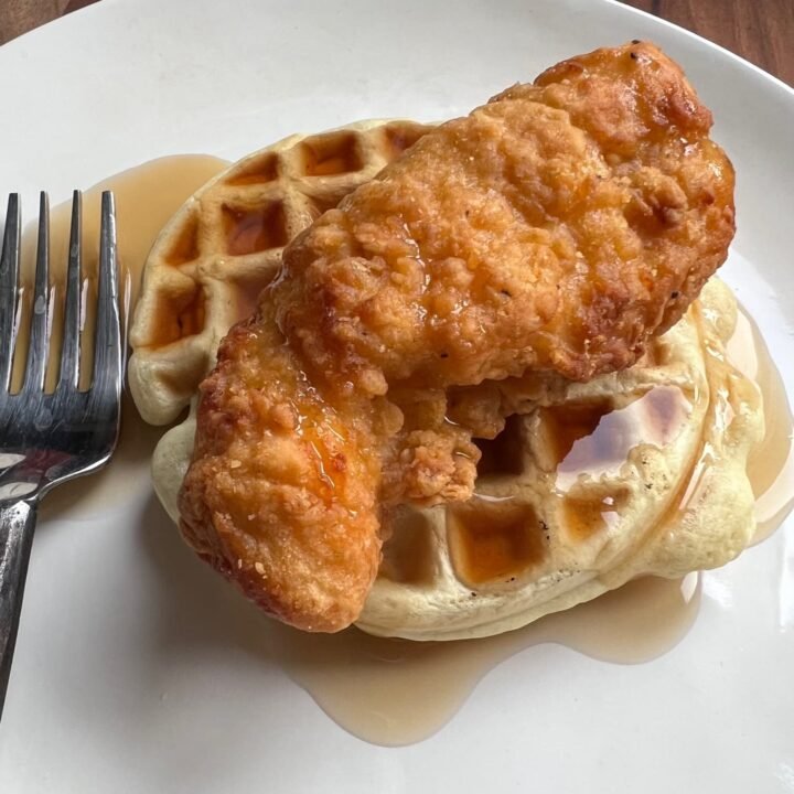 this is a chicken and waffle