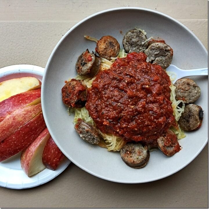 this is a bowl of spaghetti squash pasta