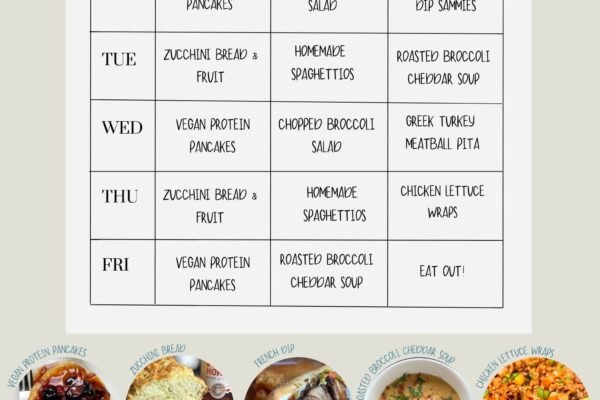 This is a weekly meal plan for WW friendly recipes