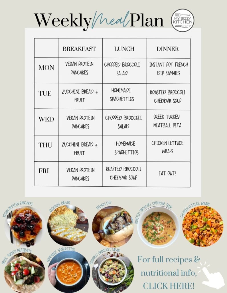 This is a weekly meal plan for WW friendly recipes