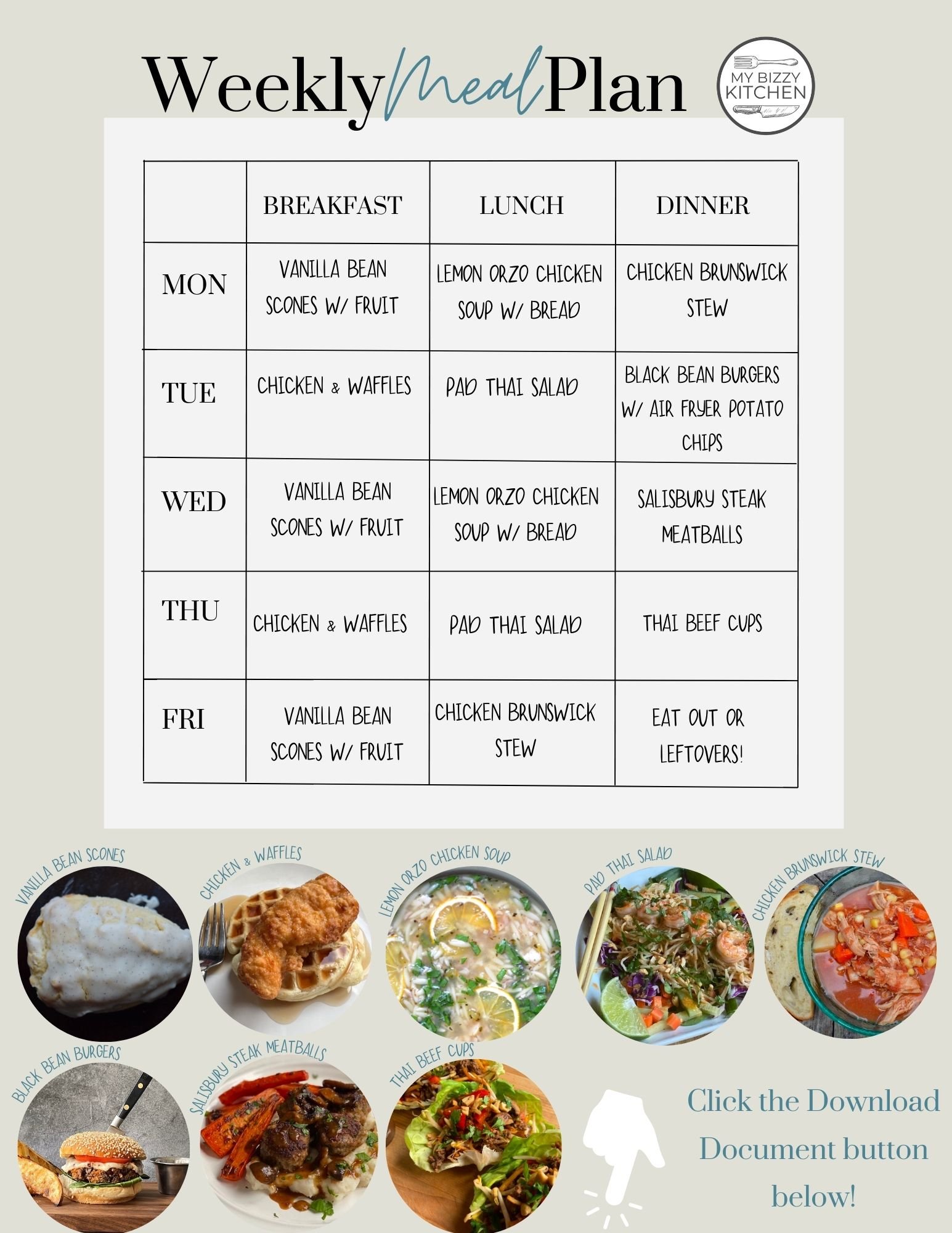 Weekly Meal Plan for January 30, 2023