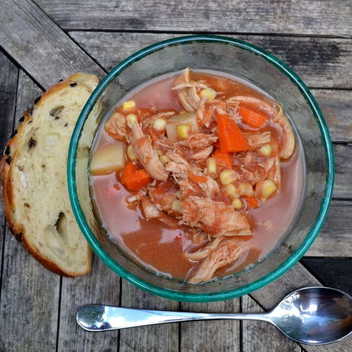 this is a bowl of chicken brunswick stew