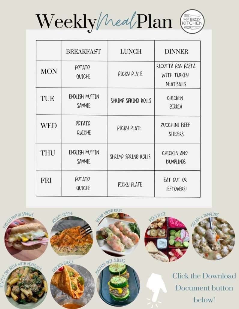 this is a weekly meal plan