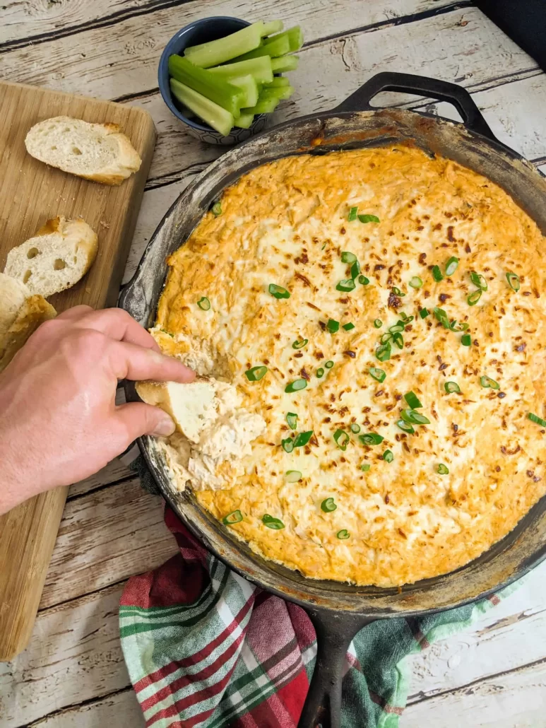 this is plate of buffalo chicken dip