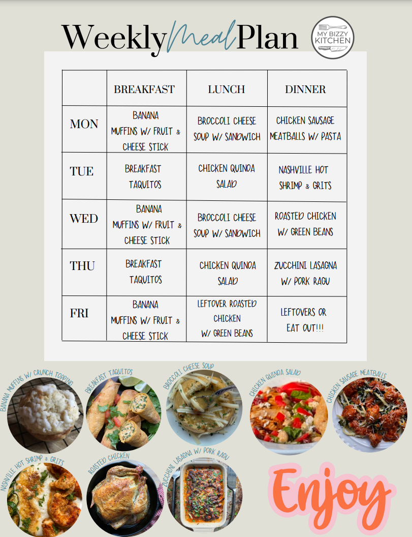 Weekly Meal Plan for Monday 4.3.23
