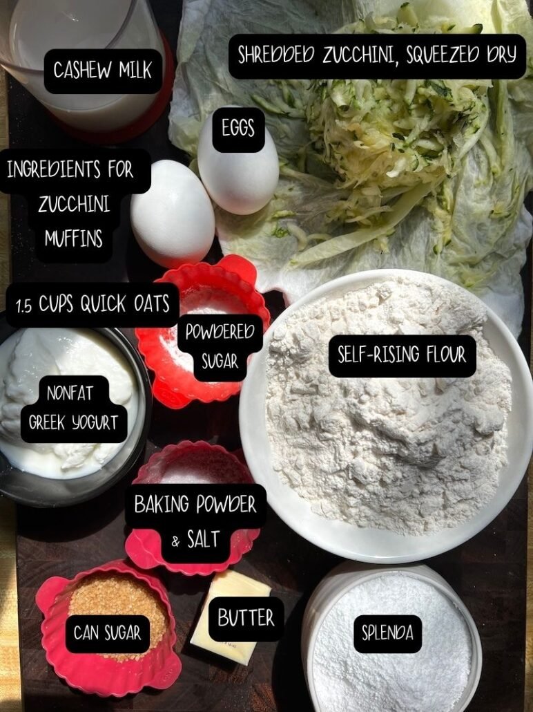 these are the ingredients needed to make jumbo zucchini muffins