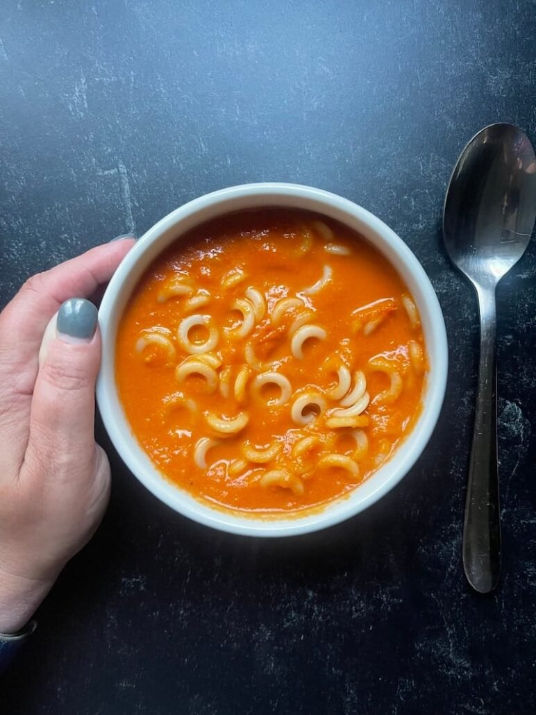 This is a bowl of homemade spaghettios