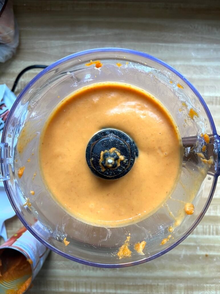 this is pumpkin pie filling in a food processor