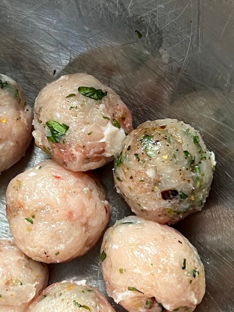 these are turkey meatballs ready to be cooked