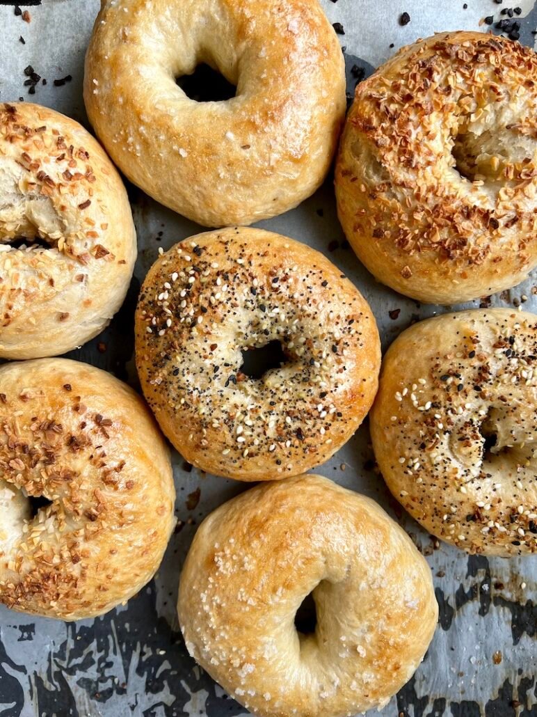 this is a photo of bagels made with sourdough discard