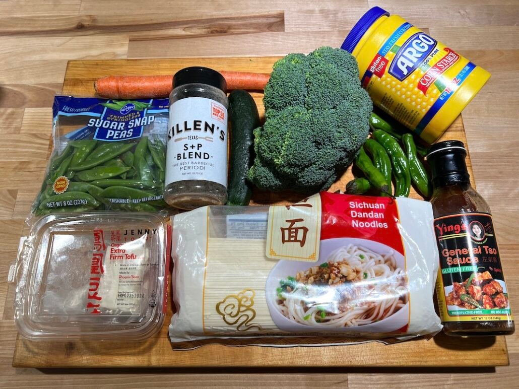 these are the ingredients needed for tofu noodle stir fry