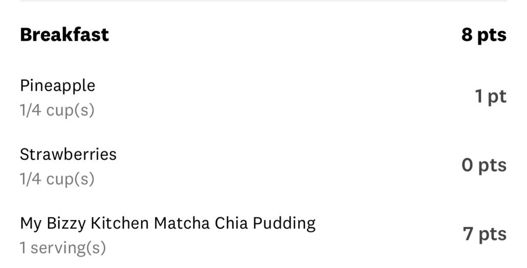 this is the WW breakdown for chia pudding