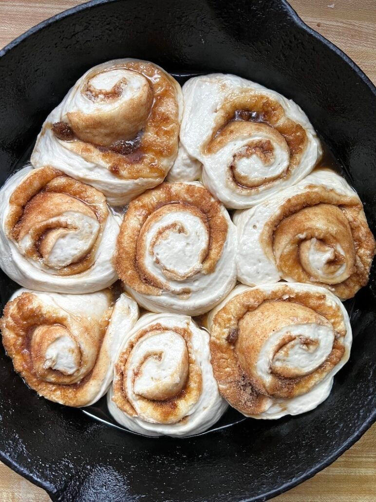these are sourdough cinnamon rolls after rising for one hour