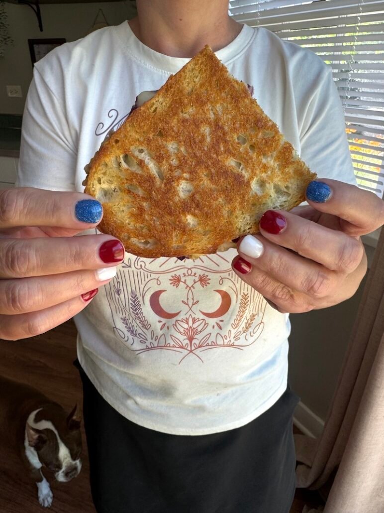 this is a crispy grilled cheese sandwich