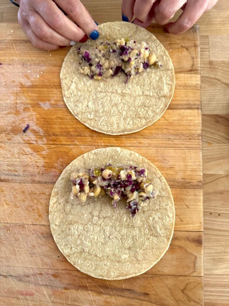this is a chickpea salad used to make the filling for taquitos