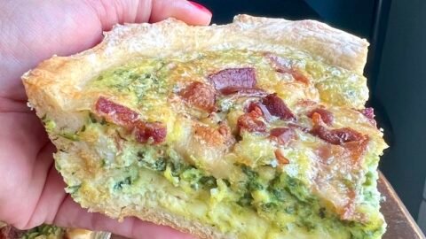 this is a slice of cottage cheese quiche