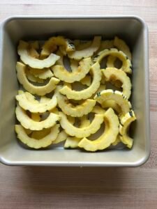 delicata squash in pan