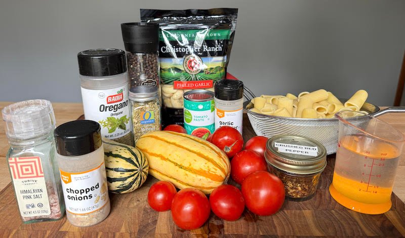 these are ingredients needed to make delicata squash pasta sauce