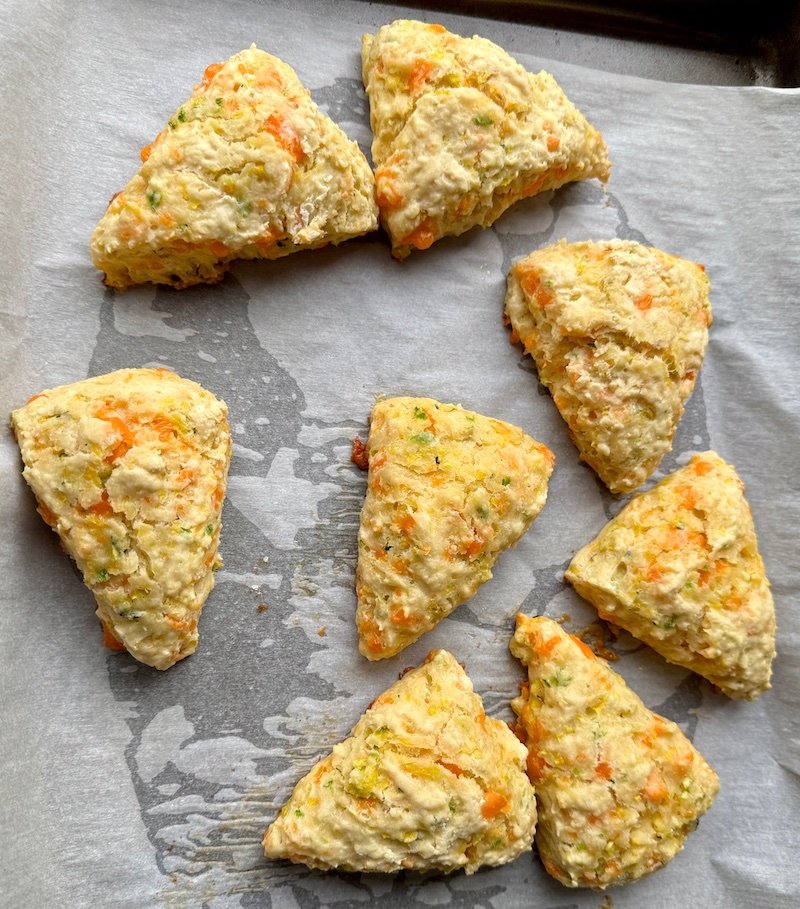 these are delicata cheddar jalapeno scones after baking