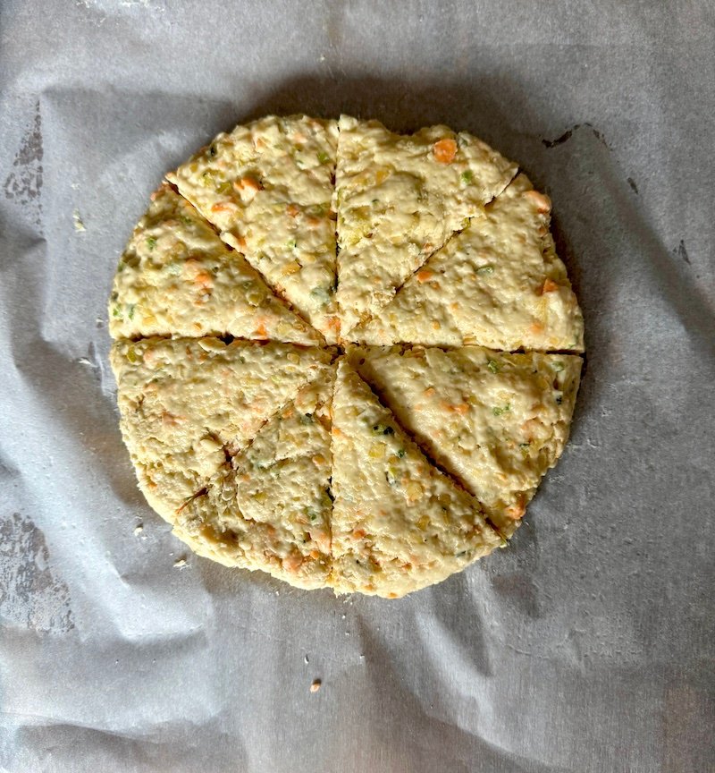 this is a cheddar jalapeno scone recipe that's been frozen, and cut into 8 servings