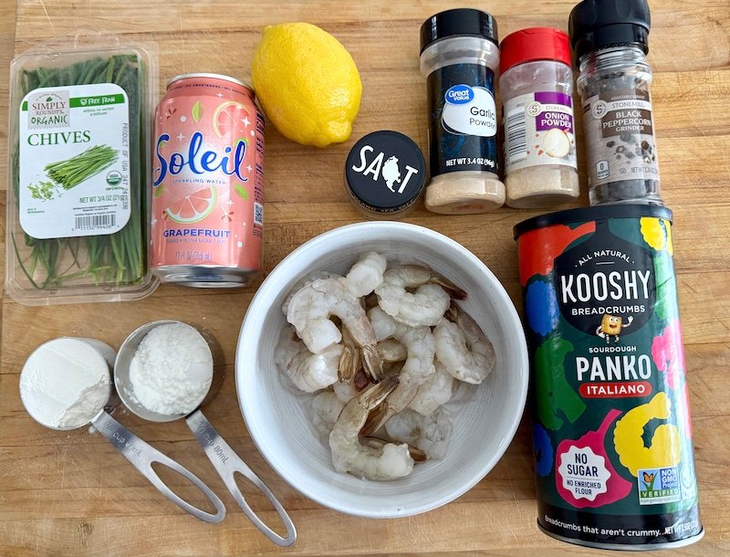 ingredients for making crispy pan fried shrimp 