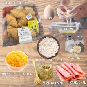 ingredients for ham and cheese croissant bake