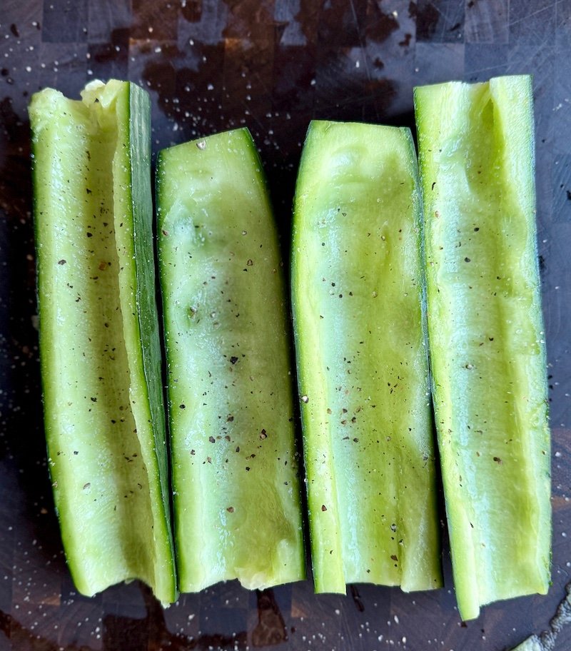 hallowed out cucumbers for weight watchers friendly cucumber shrimp boats