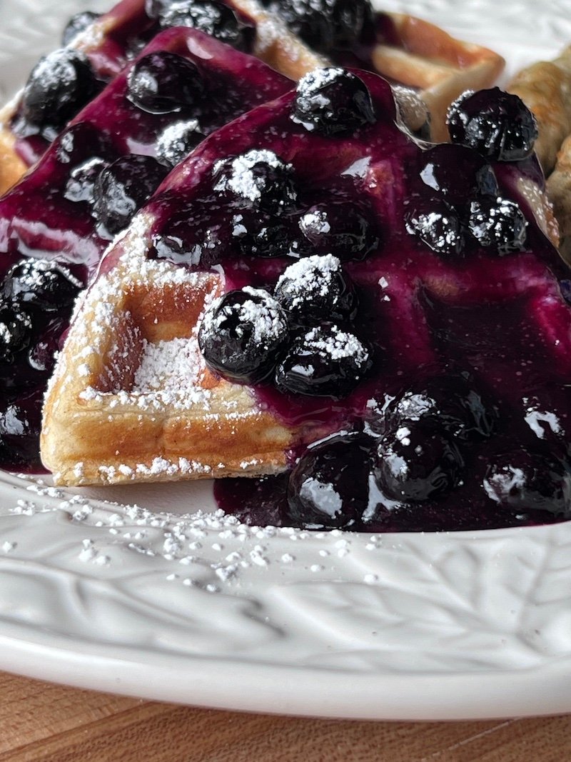 these are waffles with blueberry sauce