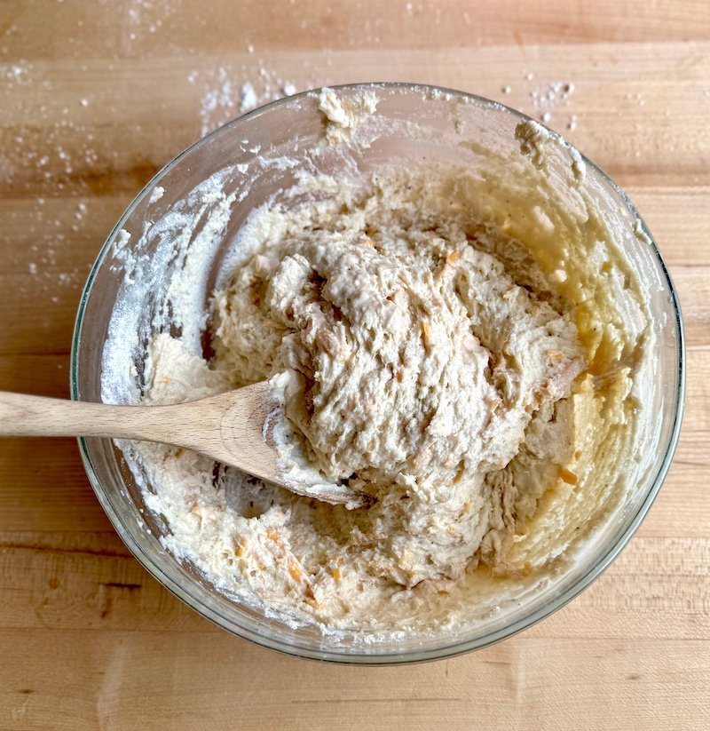 shaggy dough for Paula Deen's cheddar biscuits