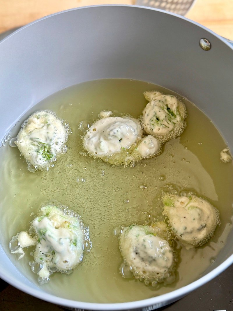 tempura broccoli frying