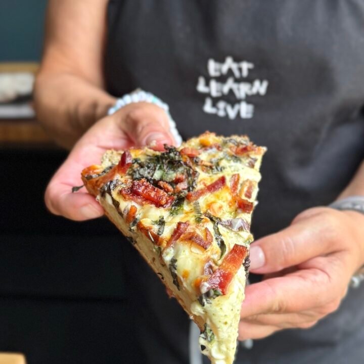 swiss chard and bacon pizza
