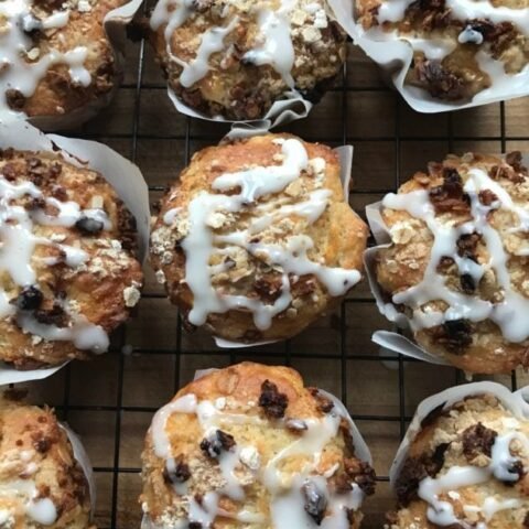 these are apple coffee cake muffins