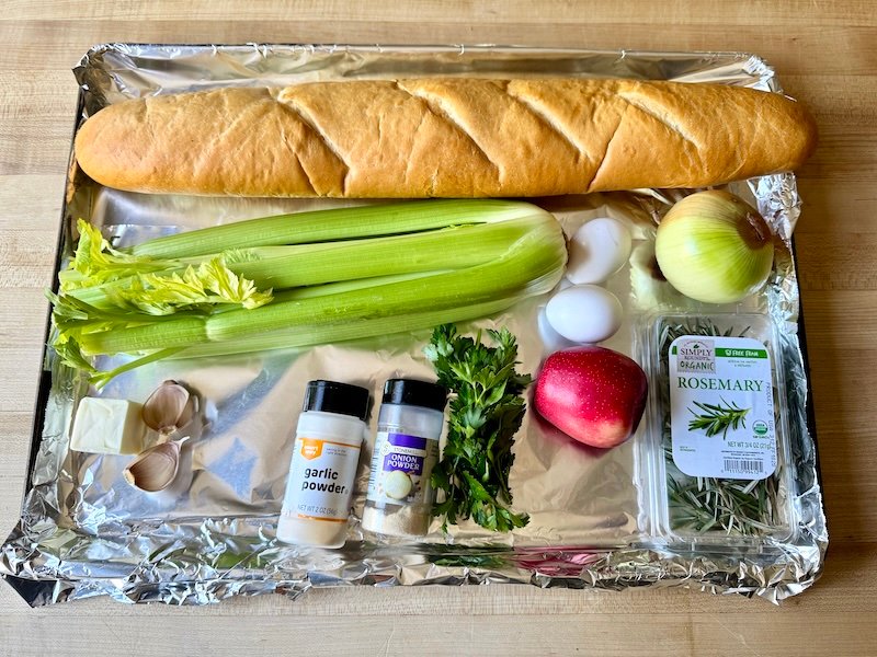 ingredients for sheet pan stuffing