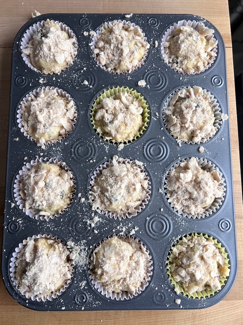 banana dark chocolate chip muffins ready for the oven