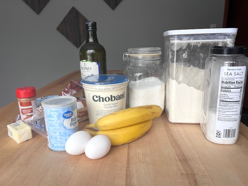 ingredients you need for banana dark chocolate chip muffins