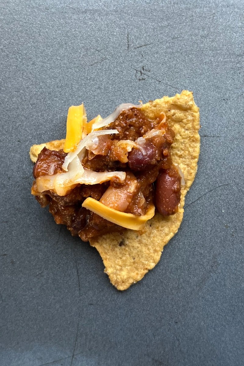 zero point chili on a tortilla chip on weight watchers
