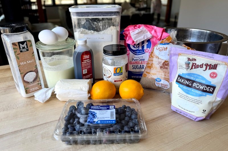 ingredients for blueberry lemon muffins