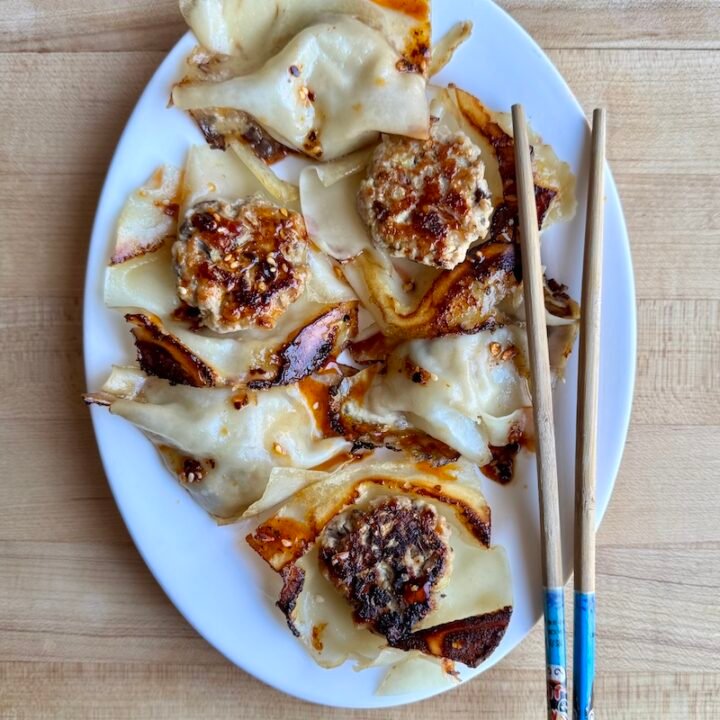 this is a plate of lazy pork wontons