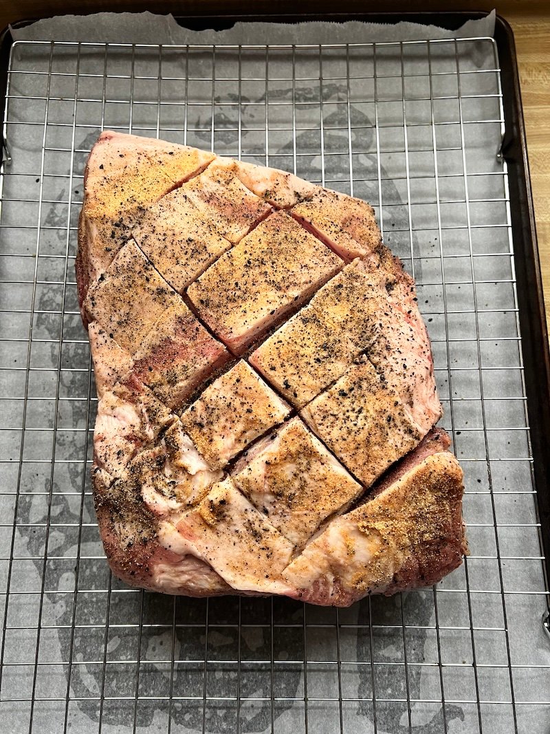 cooking a shoulder on a wire rack