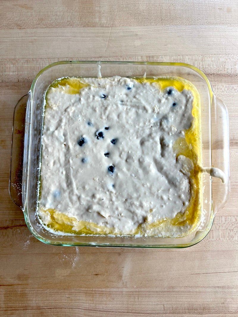 this is the batter for blueberry swim biscuits