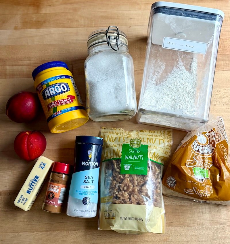 ingredients for peach walnut streusel