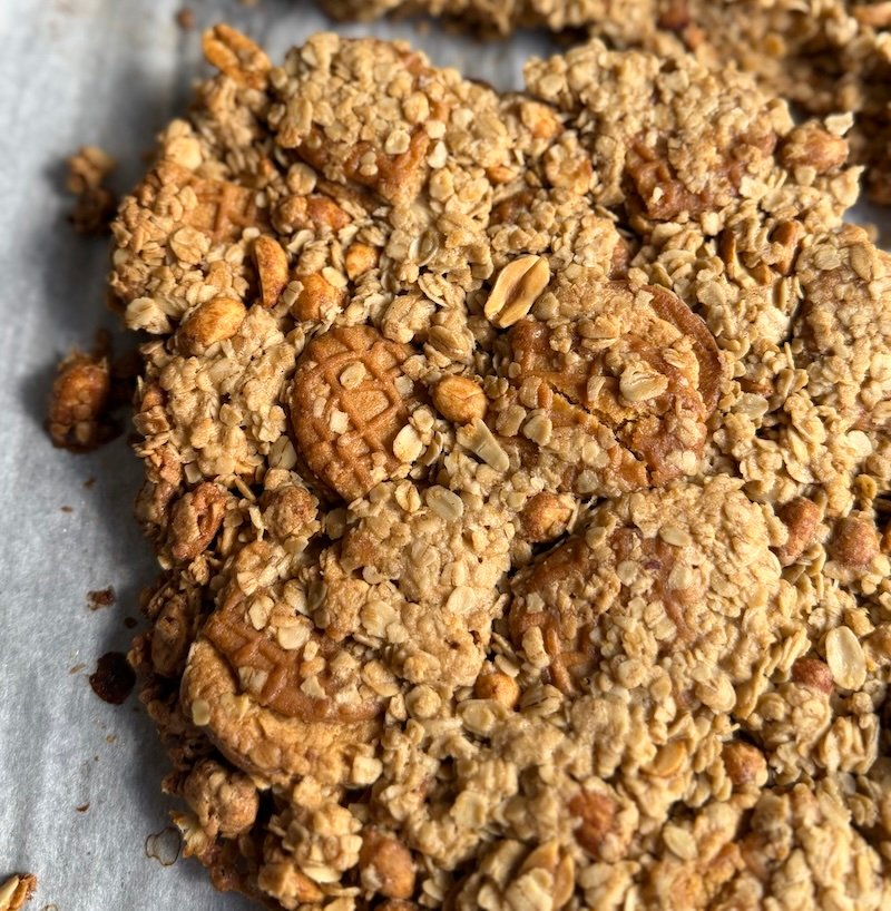nutter butter granola out of oven