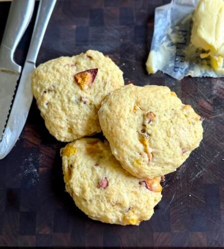 Peach Rhubarb Biscuits