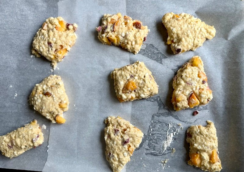 peach biscuits ready for oven