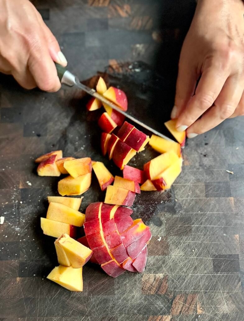 peaches cut for peach streusel