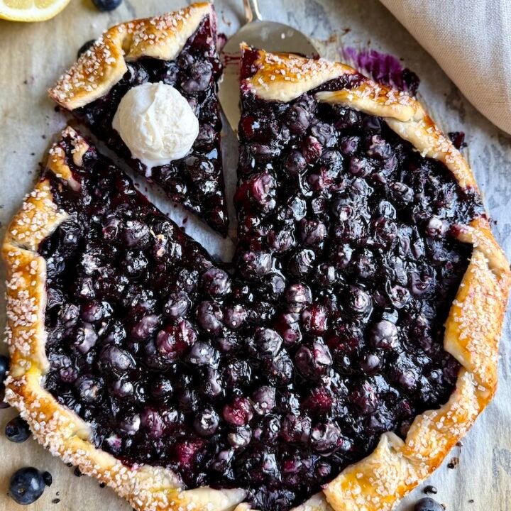 blueberry galette with ice cream
