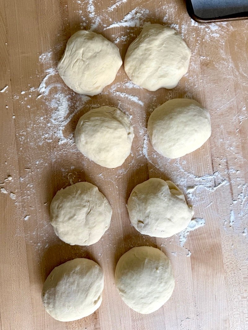 dividing light and airy bagel dough