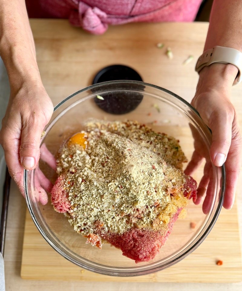 mixture for beef and zucchini meatballs